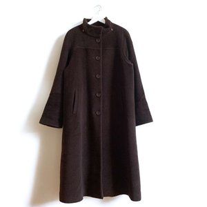 Long Wool and Alpaca Coat with Raglan Sleeves Size Large